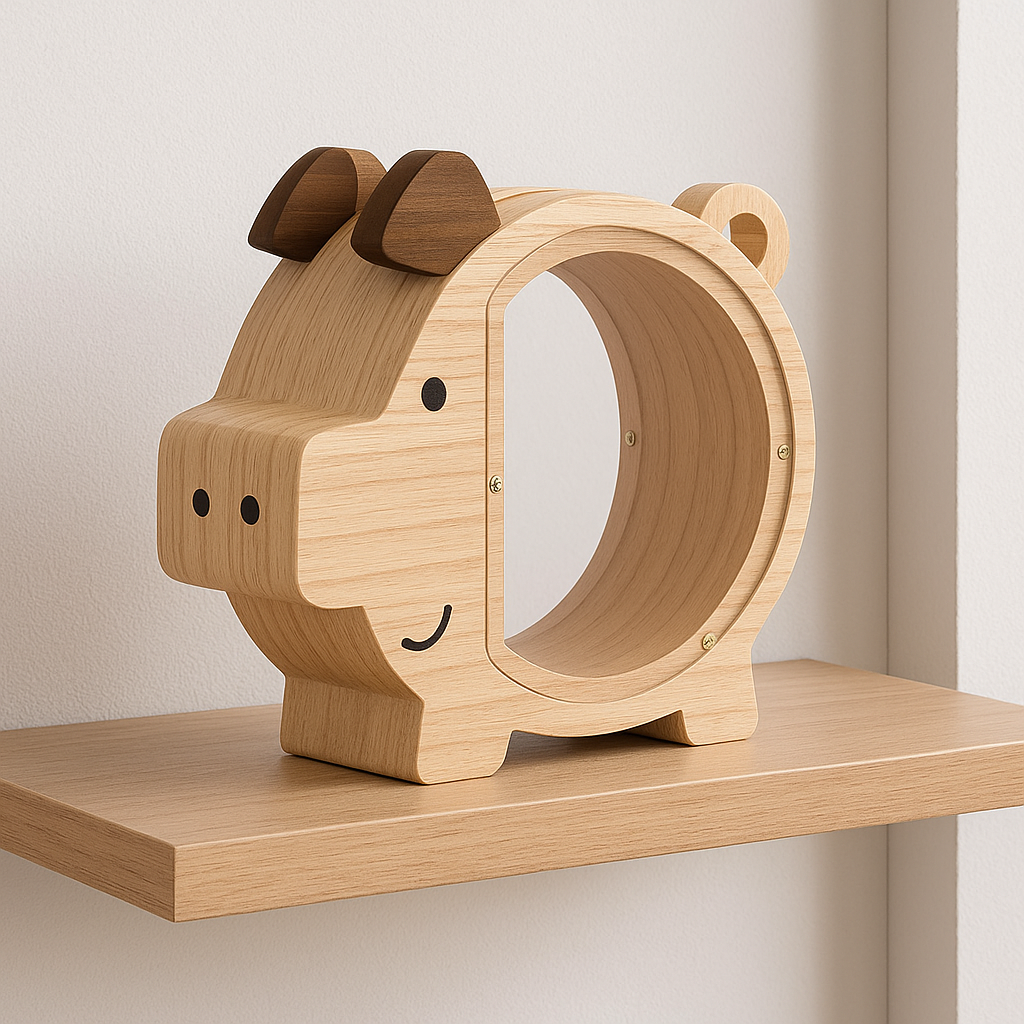 Tirelire Cochon En Bois